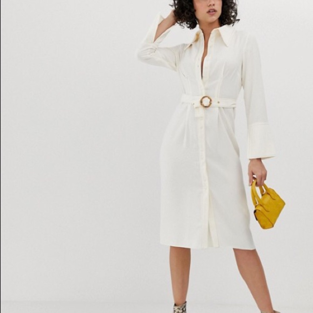 ASOS 70s Shirt Midi Dress With Extreme Collar